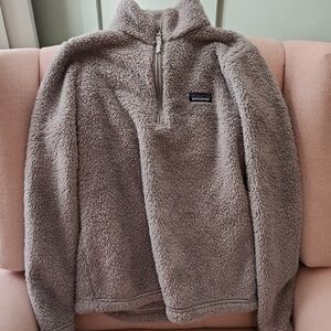 Patagonia Women's Medium Fuzzy Gray Fleece Half Zip Pullover Sweatshirt Jacket